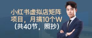 小红书虚拟店矩阵项目,照抄照做,月搞1W+(共40节)-川川创富网