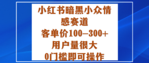 小红书暗黑小众情感赛道,客单价100-300+用户量很大,0门槛即可操作-川川创富网