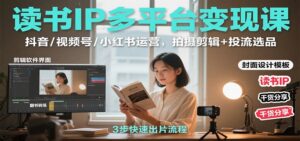 读书IP多平台变现课:抖音/视频号/小红书运营,拍摄剪辑+投流选品-川川创富网