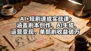 AI+短剧速成实战课:涵盖剧本创作、AI生成、运营变现,单部剧收益破万-川川创富网