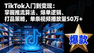 TikTok入门到变现:掌握推流算法、爆单逻辑、打品策略,单条视频播放量50w-川川创富网