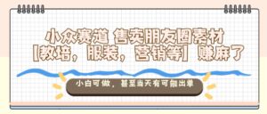 小众赛道售卖朋友圈素材【教培,服装,营销等】賺麻了,小白可做,甚至当天有可能出单-川川创富网