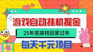 25年底搞钱回家过年,自动游戏挂机掘金,日入千元!-川川创富网
