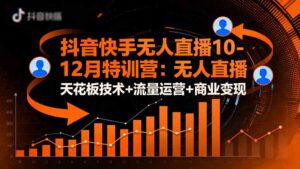 抖音快手无人直播10-12月特训营:无人直播天花板技术+流量运营+商业变现-川川创富网