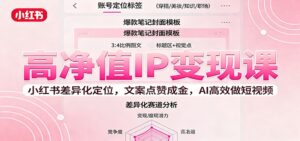 高净值IP变现课:小红书差异化定位,文案点赞成金, AI高效做短视频-川川创富网