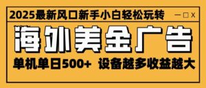 2025最新风口 海外美金广告 单机单日500+ 可无限放大 设备越多收益越大 轻松上手-川川创富网