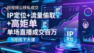 短视频公转私成交9月线下大课,IP定位+流量偷取+高客单,单场直播成交百万-川川创富网