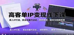 高客单IP变现线下大课:素人IP打造,美业流量方法论,销转模型,脚本与拍摄剪辑-川川创富网