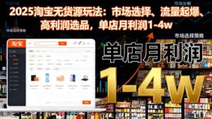 2025淘宝无货源玩法：市场选择、流量起爆、高利润选品，单店月利润1-4w-川川创富网