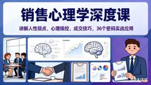 销售心理学深度课,讲解人性弱点、心理操控、成交技巧,36个密码实战应用-川川创富网