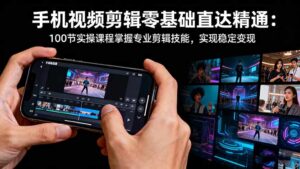 手机视频剪辑零基础直达精通:100节实操课程掌握专业剪辑技能,实现稳…-川川创富网