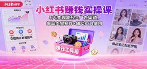 小红书赚钱实操课:5大变现路径+广告渠道,爆品内容制作+辅助工具使用-川川创富网