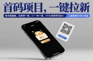 首码项目，一键拉新，有手就能做，几秒钟一单，1个小时单号可60+，认真做每天5张+收益【揭秘】-川川创富网