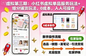 虚拟第三期:小红书虚拟单品服务玩法+细分铺货玩法,0成本,人人可操作(更新)-川川创富网