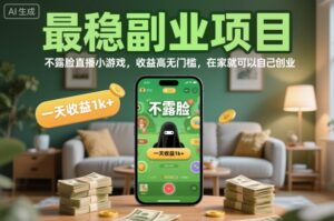 最稳副业项目,不露脸直播小游戏,收益高无门槛,一天收益1k+,在家就可以自己创业【揭秘】-川川创富网