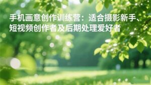 手机摄影之画意创作训练营：适合摄影新手、短视频创作者及后期处理爱好者-川川创富网