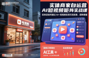 实体商家自运营AI短视频矩阵实战课，实体店如何通过AI+短视频实现引流拓客、团购增量-川川创富网