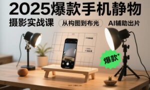 2025爆款手机静物摄影实战课，从构图到布光，不用贵设备，AI辅助出片-川川创富网