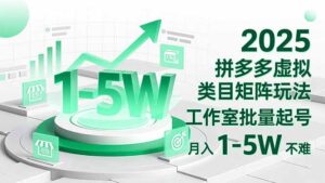 2025 拼多多虚拟类目矩阵玩法，工作室批量起号，月入 1-5W 不难-川川创富网