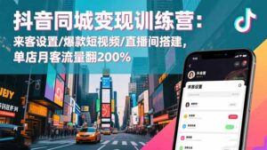 抖音同城变现训练营:来客设置/爆款短视频/直播间搭建,单店月客流量翻200%-川川创富网