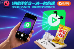 短视频创收一对一陪跑课,含文案+快速起号+短视频带货+种草计划-川川创富网