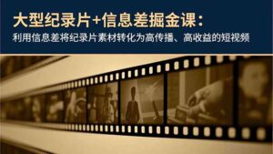 大型纪录片+信息差掘金课：利用信息差将纪录片素材转化为高传播、高收益的短视频-川川创富网