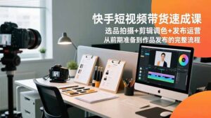 快手短视频带货速成课，选品拍摄+剪辑调色+发布运营，从前期准备到作品发布的完整流程-川川创富网