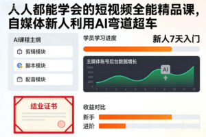 人人都能学会的短视频全能精品课,自媒体新人利用AI弯道超车-川川创富网