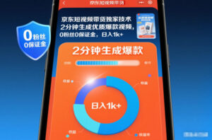 京东短视频带货独家技术,2分钟生成一条优质爆款视频,0粉丝0保证金,日入1k+【揭秘】-川川创富网