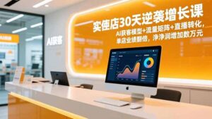 实体店30天逆袭增长课,AI获客模型+流量矩阵+直播转化,单店业绩翻倍,净利润增加数万元-川川创富网