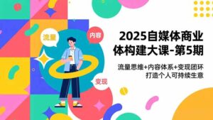 2025自媒体商业体构建大课-第5期,流量思维+内容体系+变现闭环,打造个人可持续生意-川川创富网