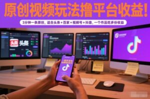 原创视频玩法撸平台收益,3分钟一条原创,适合头条+百家+视频号+抖音,一个作品吃多份收益-川川创富网