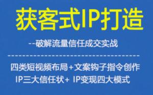 获客型IP打造,破解流量信任成,四类短视频布局+文案钩子指令创作IP三大信任状+IP变现四大模式-川川创富网