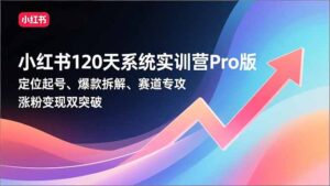 小红书120天系统实训营Pro版,定位起号、爆款拆解、赛道专攻,实现涨粉变现双突破-川川创富网