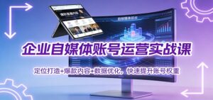 企业自媒体账号运营实战课:定位打造+ 爆款内容+数据优化,快速提升账号权重-川川创富网