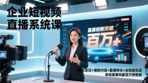 企业短视频直播系统课，账号定位+爆款内容+直播转化+全链路实战，单场直播突破百万销售额-川川创富网