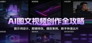 AI图文视频创作全攻略：提示词设计，剪辑特效，爆款案例，新手快速出片-川川创富网