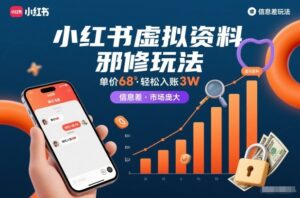 小红书虚拟资料邪修玩法，单价68，轻松入账3W，信息差玩法，市场庞大-川川创富网
