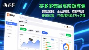 拼多多饰品高阶矩阵课，铺款策略、全站托管、店群布局，矩阵运营，打造月利润5万+店铺-川川创富网