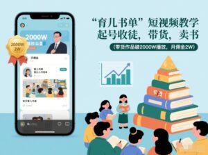 育儿书单短视频教学，起号收徒，带货，卖书(带货作品破2000W播放，月佣金2W)-川川创富网