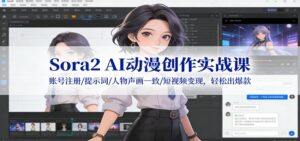 Sora2 AI动漫创作实战课:账号注册/提示词/人物声画一致/短视频变现,轻松出爆款-川川创富网