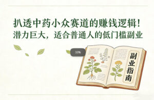 扒透中药小众赛道的賺米逻辑，潜力巨大，适合普通人的低门槛副业-川川创富网