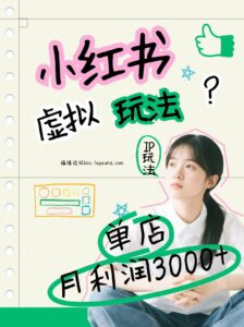 小红书虚拟玩法(铺货流和单品玩法)，单店月利润3000+，IP打法+原创商品(0违规)-川川创富网