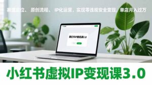 小红书虚拟IP变现课3.0，赛道定位、原创流程、IP化运营，实现零违规安全变现，单店月入过万-川川创富网