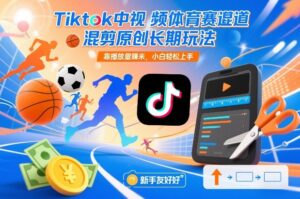 Tiktok中视频体育赛道混剪原创长期玩法，靠播放量賺米，小白轻松上手-川川创富网