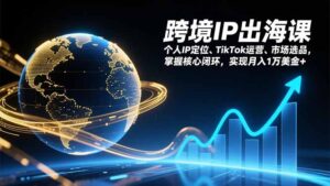 跨境IP出海课，个人IP定位、TikTok运营、市场选品，掌握核心闭环，实现月入1万美金+-川川创富网