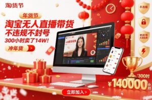 淘宝无人直播带货,不违规不封号,不需要发视频,300小时卖了14W!冲年货节【揭秘】-川川创富网