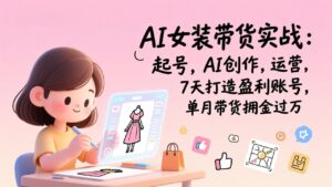 AI女装带货实战：起号，AI创作，运营，7天打造盈利账号，单月带货佣金过万-川川创富网