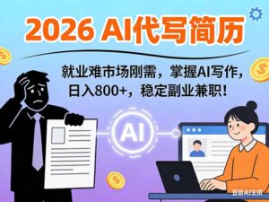 AI代写简历，超暴利，用万能模板月入1-3万实战教程，2026年市场刚需！-川川创富网