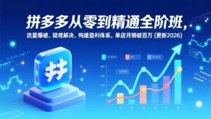 拼多多从零到精通全阶班，流量爆破、疑难解决，构建盈利体系，单店月销破百万(更新2026-川川创富网